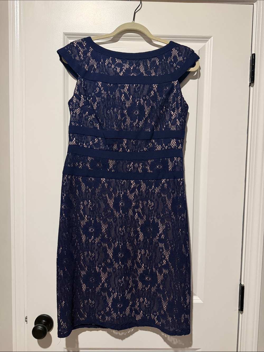 Navy Lace Sheath Dress - Elegant Women's Dress